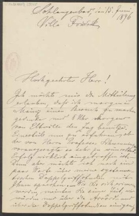 Brief an B. Schott's Söhne : 15.06.1896