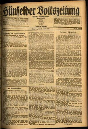 Ausgabe vom Samstag, den 31. Juli 1920.