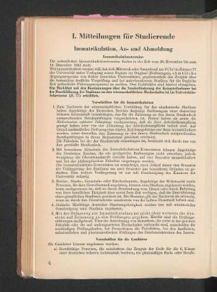 Immatrikulation, An- und Abmeldung