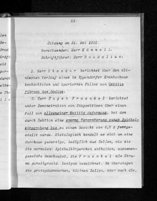 Sitzung am 31. Mai 1921.
