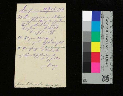 Dienstzettel betreffend K.4. - M.I.R.1, Lt. Knepscher
