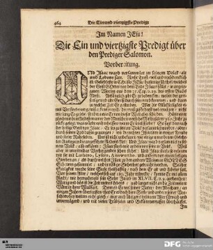 Die Ein und viertzigste Predigt über den Prediger Salomon.