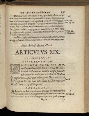 Articulus XIX. De Causa Peccati.