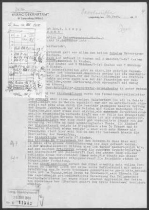 Unterregenbach-Eberbach mit Laßbach und Sonnhofen: Visitationsbericht mit Pfarrbericht 1958