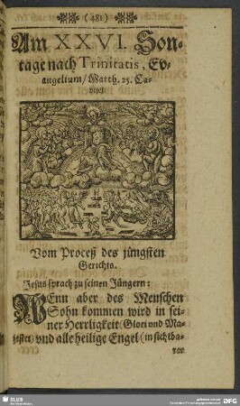 Am XXVI. Sontage nach Trinitatis, Evangelium, Matth. 25. Capitel