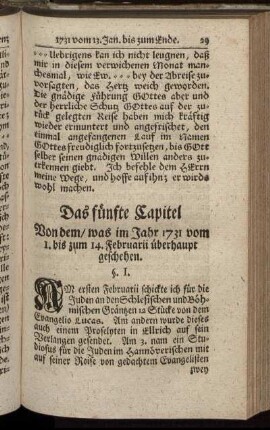 Das fünfte Capitel. Von dem, was im Jahr 1731 vom 1. bis zum 14. Februarii überhaupt geschehen.