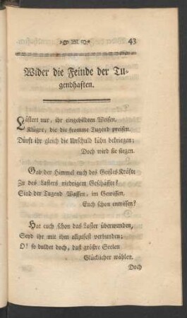 Wider die Feinde der Tugendhaften