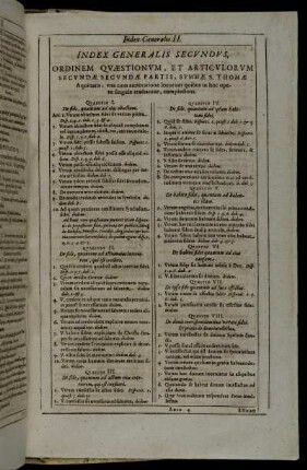 Index Generalis Secundus, Ordinem Quæstionum, Et Articulorum Secundæ Secundæ Partis [...]