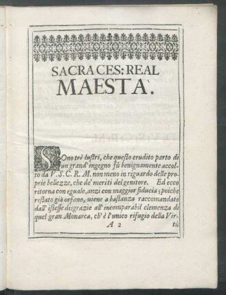Sacra Ces. Real Maesta.
