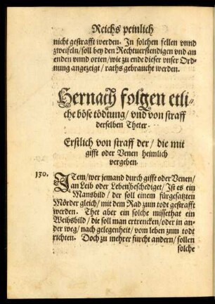Hernach folgen etliche böse tödtung/ und von straff derselben Theter.
