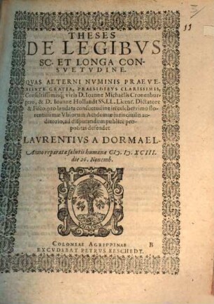 Theses de legibus sc. et longa consuetudine