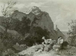 Ziegenhirtin im Tal bei Amalfi