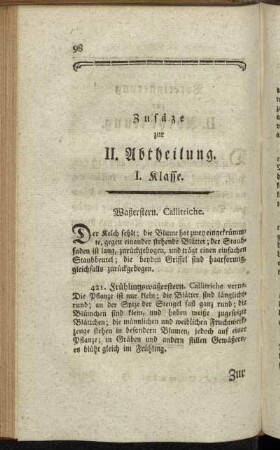 Zusätze zur II. Abtheilung. I. Klasse - Zur III. Klasse.