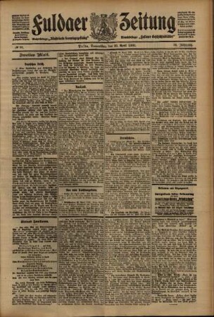 Zweite Ausgabe vom Donnerstag, den 29. April 1909.