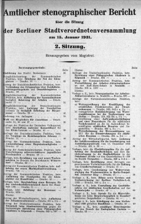 Sitzung 2, 15. Januar 1931