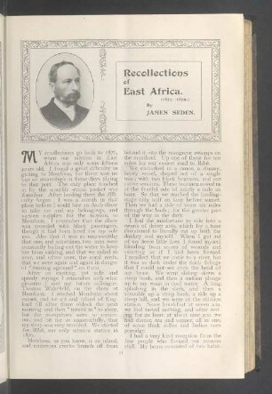 Recollections of east Africa. (1875—1879.)