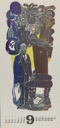Septemberblatt des Kalenders "Faustus 1978". Adrian Leverkühn, Thomas Manns Dr. Faustus