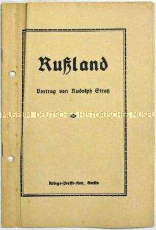 Vortrag des Schriftstellers Rudolf Stratz über Russland