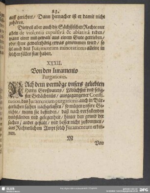 XXXII. Von den Iuramento Purgationis