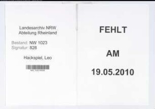 Entnazifizierung Leo Hackspiel , geb. 20.11.1910 (Landesinspektor)