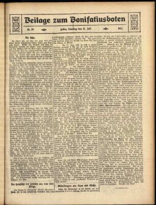 Zweite Ausgabe vom Sonntag, den 21. Juli 1912.