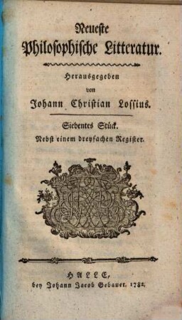 Neueste philosophische Litteratur. 7. 1782