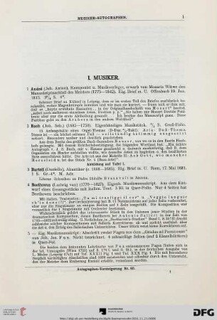 I. Musiker (Nr. 1-364)