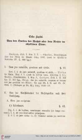 Erstes Kapitel. Von den Quellen des Rechts oder dem Rechte im objektiven Sinne