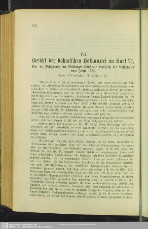 VII. Bericht der böhmischen Hofkanzlei an Karl VI.