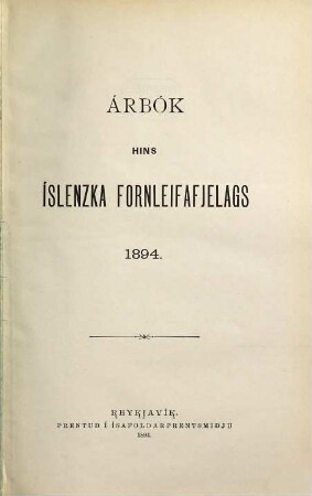 Árbók hins Íslenzka Fornleifafélags. 1894