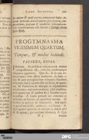 Progymnasma Vigesimum Quartum. Tempus, & modus ludendi.