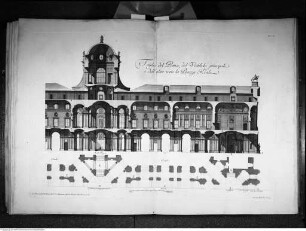 Dichiarazione dei disegni del Reale Palazzo di Caserta ..., Tav. IX: Schnitt durch den Mitteltrakt mit Portikus