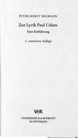 Zur Lyrik Paul Celans : eine Einführung