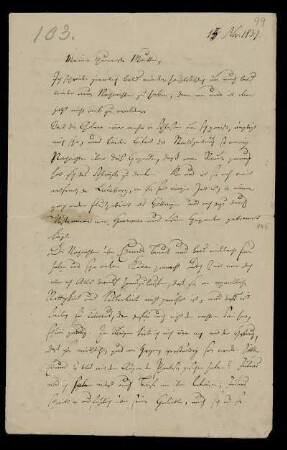 Nr. 99: Brief von Karl Otfried Müller an seine Mutter, Ohne Ort, 15.11.1831