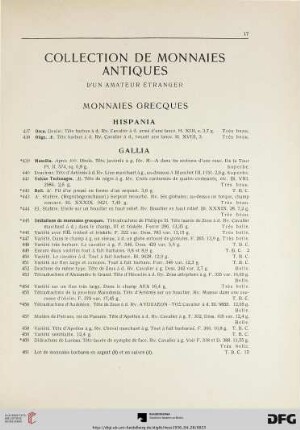 Collection de Monnaies antiques (d’un amateur étranger) (Nr. 437-2192)
