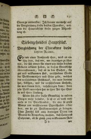 Siebenzehnendes Hauptstück. Vergleichung der Charaktere dieser beyden Redner.