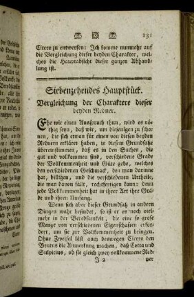 Siebenzehnendes Hauptstück. Vergleichung der Charaktere dieser beyden Redner.