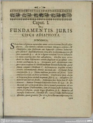 Caput I. De Fundamentis Iuris Circa Adiaphora