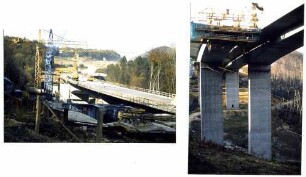 Maustobelviadukt Überbau München - Stuttgart fertiggestellt. Überbau Stuttgart - München, Freivorbau