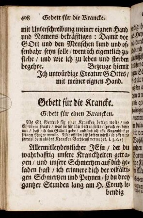 Gebett für die Krancke.