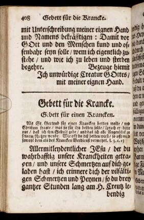 Gebett für die Krancke.