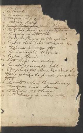 Inhaltsverzeichnis (17. Jh.?)