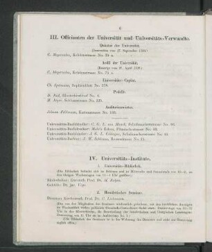 III. Officianten der Universität und Universitäts-Verwandte.