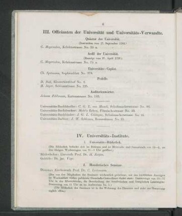 III. Officianten der Universität und Universitäts-Verwandte.