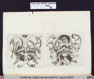 rechts: Rollwerk mit Früchten, Löwenkopf und männlicher Figur.