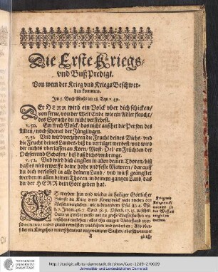 Die Erste Kriegs- und Buß-Predigt