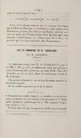 Sur un théorème de M. Tchebichef.