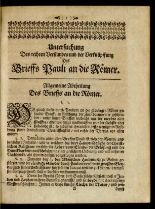 Allgemeine Abtheilung Des Brieffs an die Römer