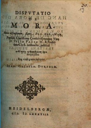 Disputatio De Mora