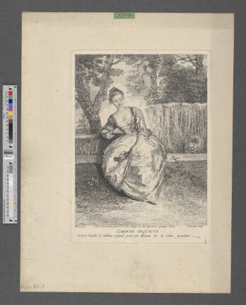 L'Amante Inquiète : Gravée d'après le tableau original peint par Wateau de la même grandeur